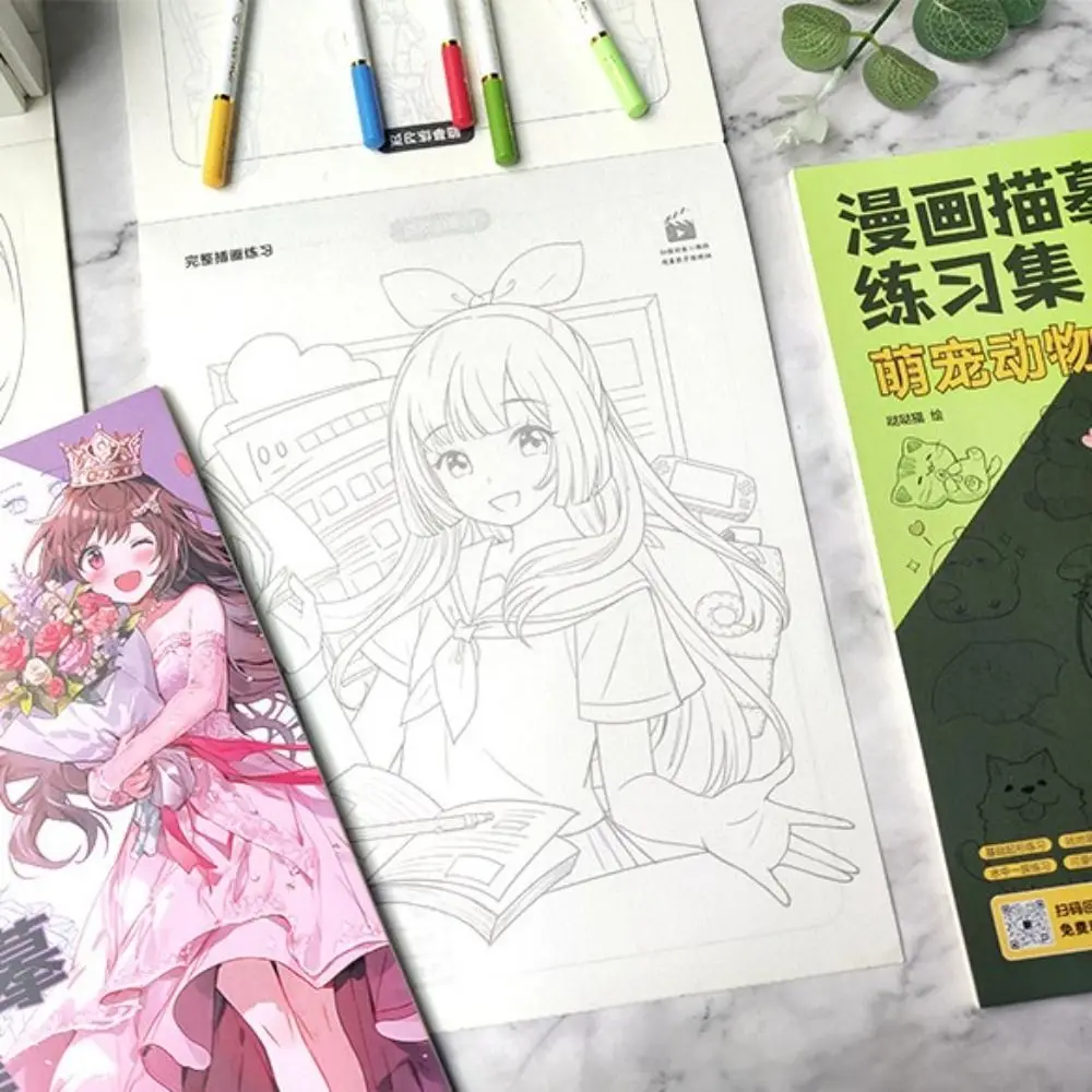 Fumetti Ragazza Ragazzo Fumetti Tutorial disegnato a mano Libro Studio Principianti Zero Linea di base Bozza Pratica Libro Arte Tracciamento Schizzo Apprendimento