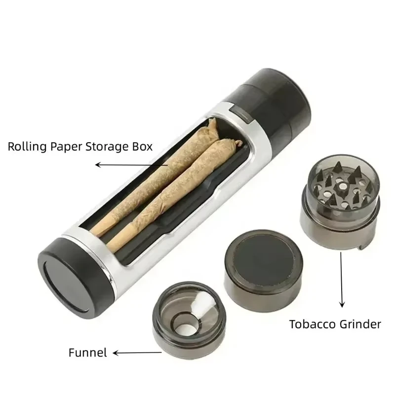 2025 Cigarette Grinder Manual Portable Multi-function Double-tube Spice Herb Cone Winder Smoking Accessories Crusher