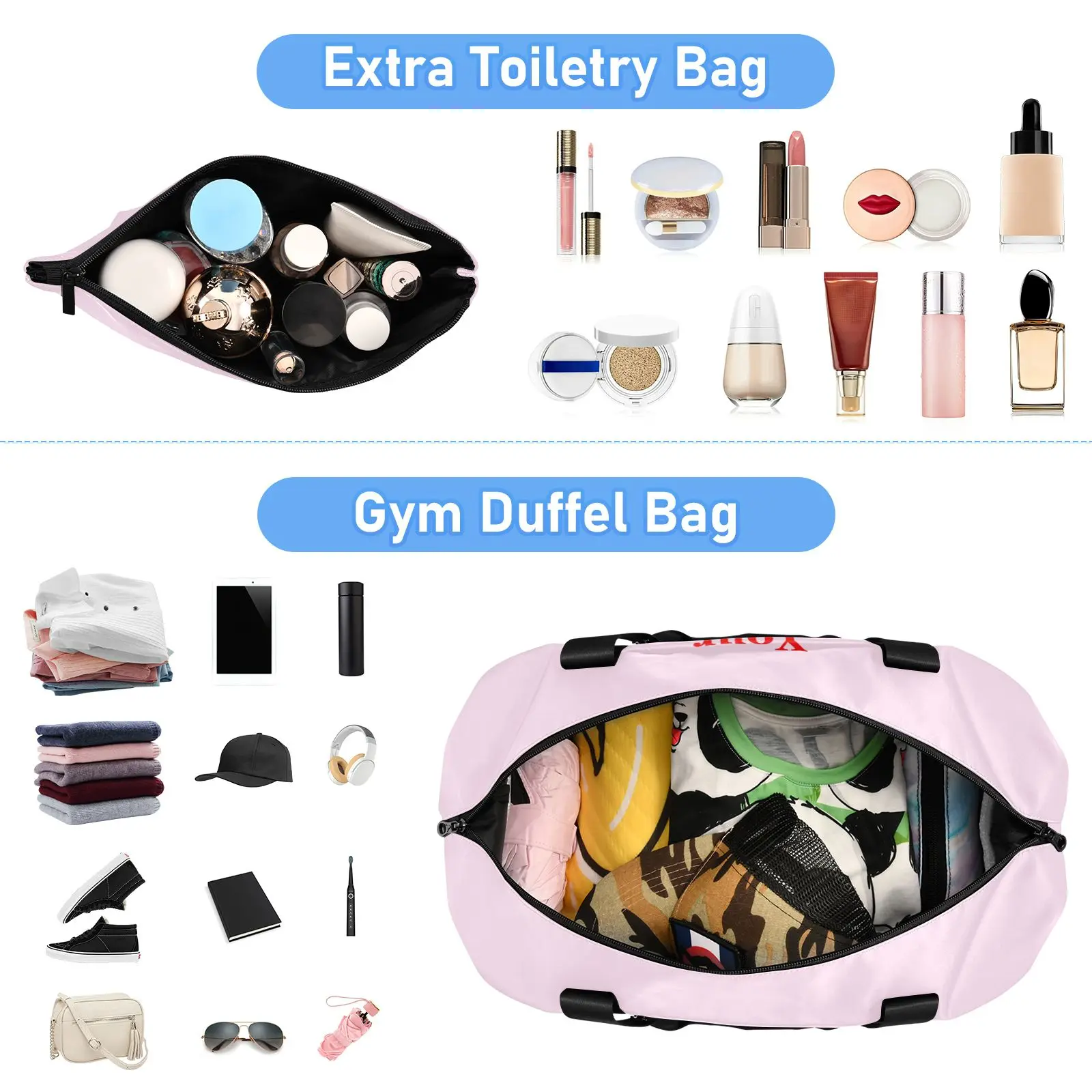 Imagem -03 - Bolsa de Viagem Dobrável Bolsa de Esportes de Grande Capacidade de Armazenamento de Itens Pessoais Bolsas de Bagagem de Transporte Personalizado Bolsas de Compras Femininas