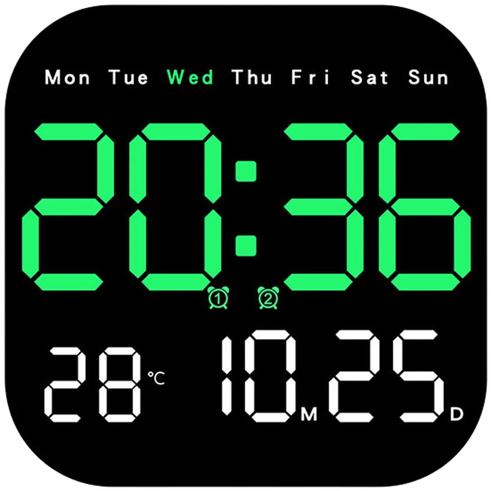 Living Room Orange Red Digital Wall Clock Calendar Clock Thermometer Clock for countdown Timer Thermometer Display