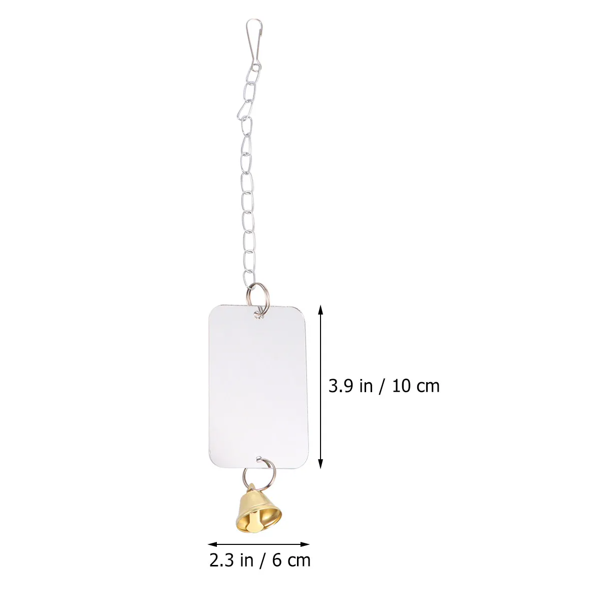 1Pcs Bird Mirror Decor with Metal Bell for Parrot Cage Playtime Stimulating Visual Auditory Fun for Cockatiels Parakeets 6x10cm