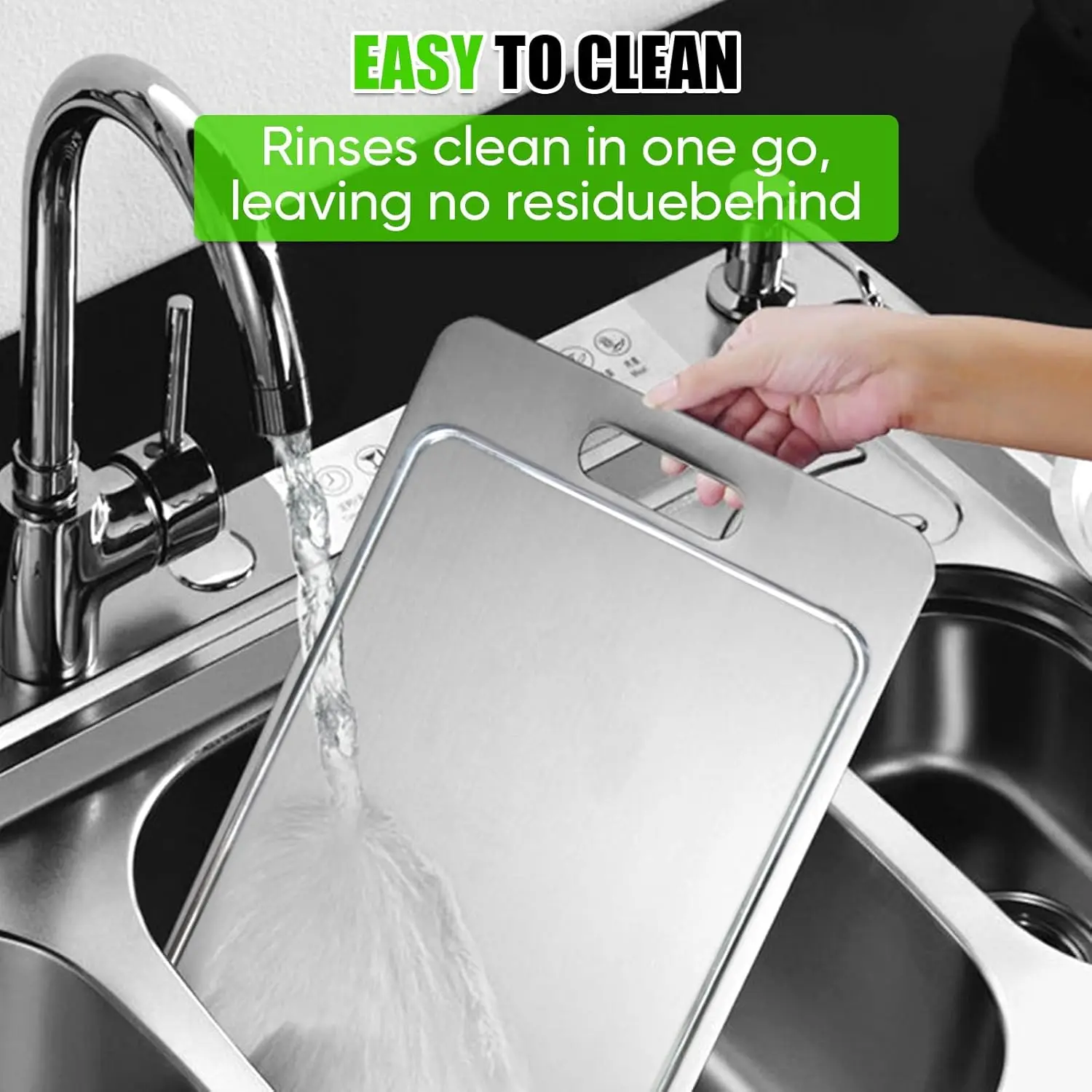 Tábua de cortar de titânio dupla face com ranhura de suco, durável para carne e produção (grande, 1,5 mm de espessura)