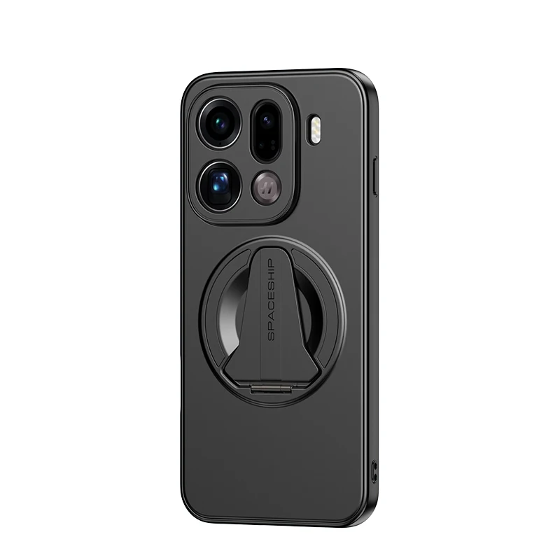 

Fashion Solid Color Phone Case For OPPO Find X9 Pro Magnetic Holder PC Hard Shell Protective Shockproof Back Cover