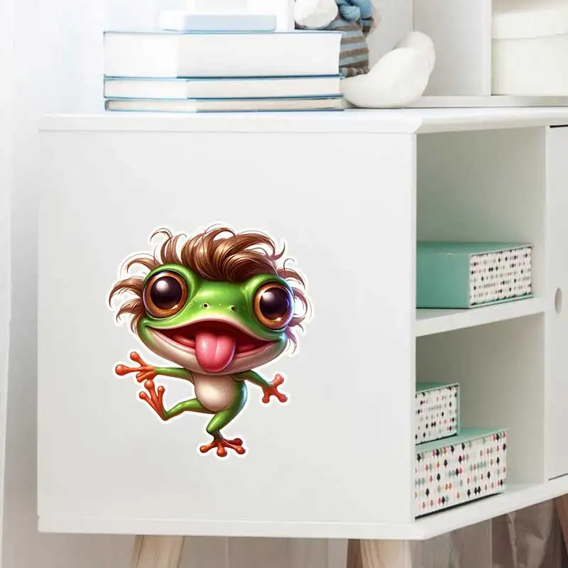 Funny Frog Self-Adhesive Decals Toilet Cover Bathroom Wall Stickers Home Decor Window Fridge Washing Machine Stickers AA29
