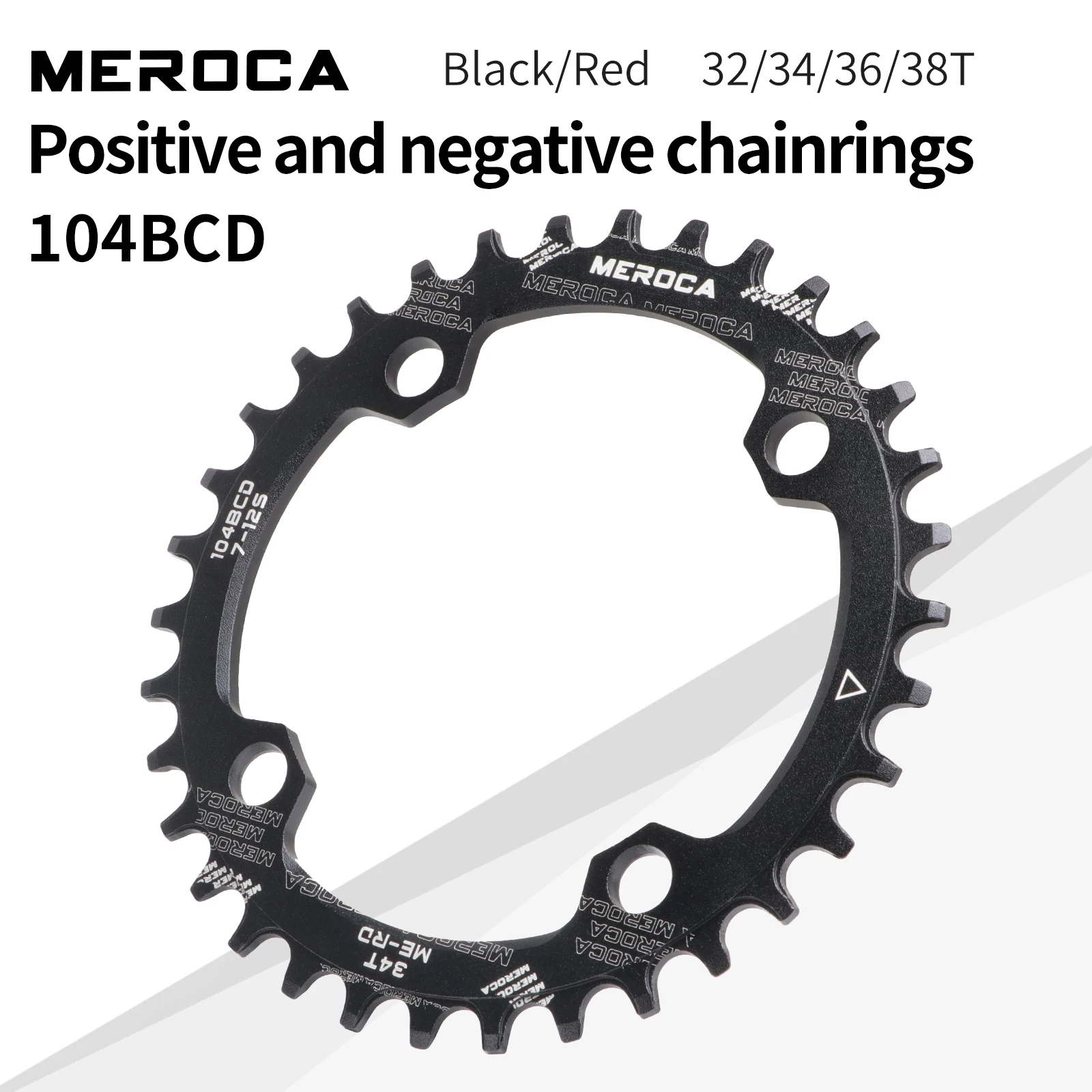 MEROCA 104BCD MTB Chainring Round Narrow Wide Ultralight Mountain Bike 32T 34T 36T 38T Bicycle Crankset Tooth 104BCD Chainwheel