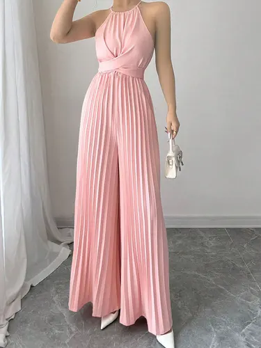 Imagen 2 del producto Novedad de verano, monos, ropa de calle, moda informal, peleles ajustados con cordones, monos rosas sexis sin mangas para fiesta, monos elegantes para mujer, ropa