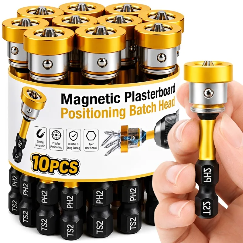 Magnetic Plasterboard Positioning Batch Head Screwdriver Bit Drilling Tools 50mm PH2 Hex Shank Drywall Locating Screw Bits Set