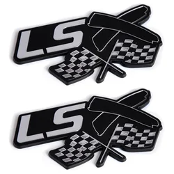 2pcs Car Fender Side Door Racing Flag LSX Emblem Decor Badge for Corvette Silverado Camaro