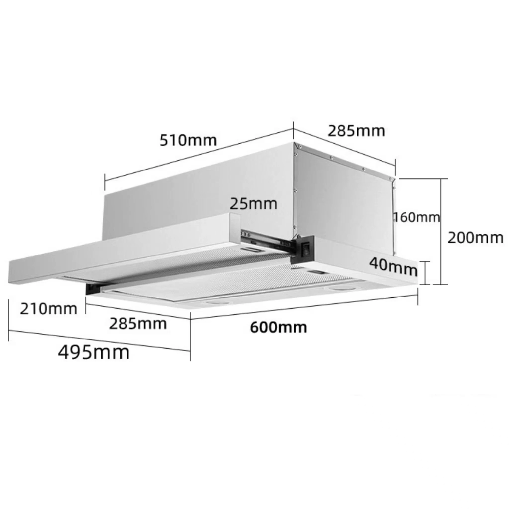 Hot factory price ultra-thin pull type range hood, stainless steel range hood household 60cm wide pull a larger area of smoke