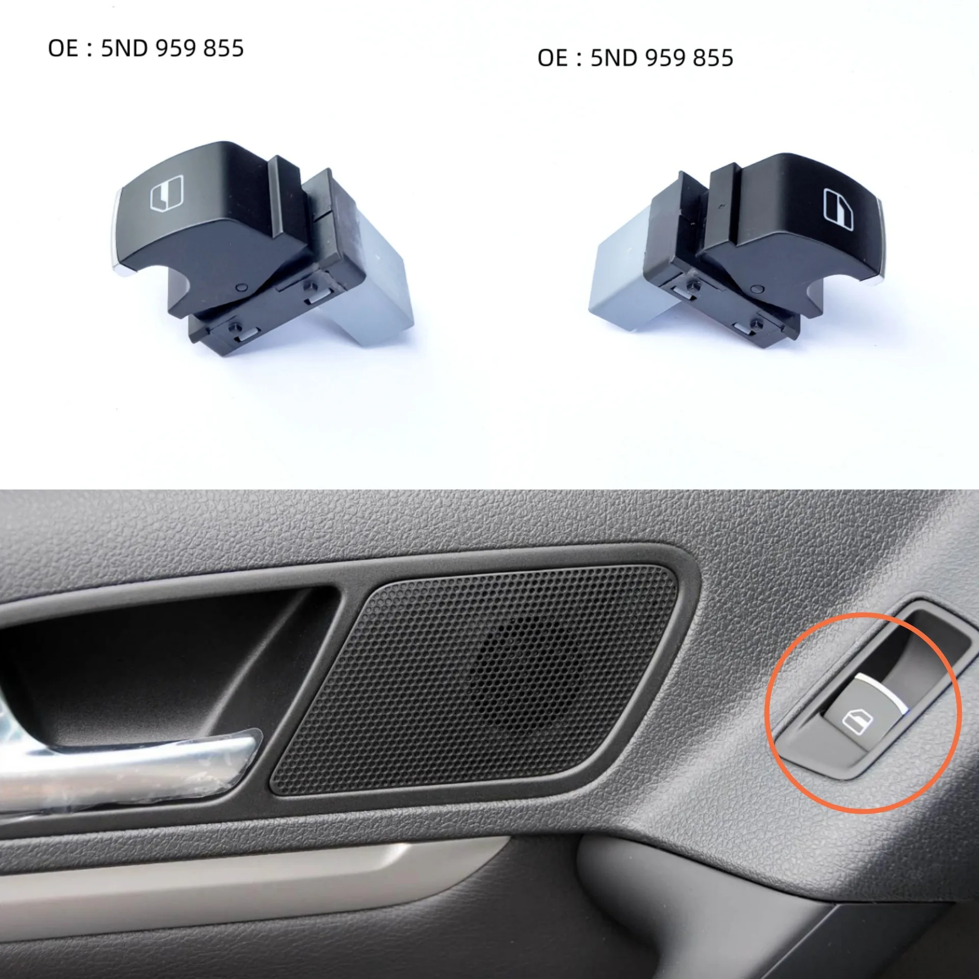 Power Window Switch Control Button OE 5ND959855 5K0959855 For VW Jetta Tiguan Caddy Golf MK5 MK6 Passat Touran Seat MK2