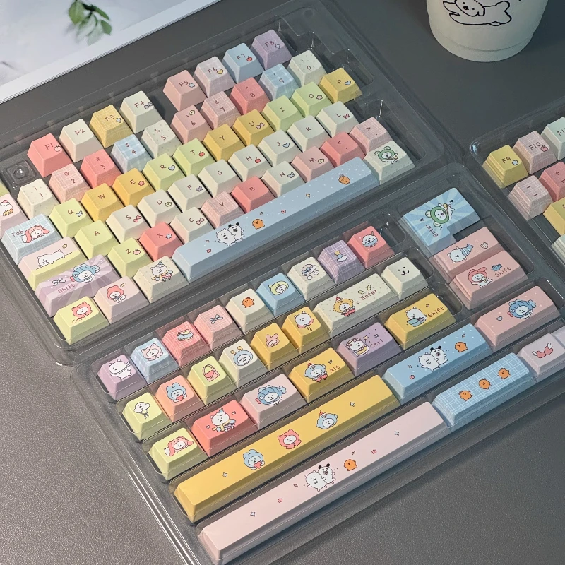 

Little Bear Keycaps Customized PBT Cherry/MOA Profile Key Cap Cute Cartoon Anime Point Keycap for Gamers Design MX Switch