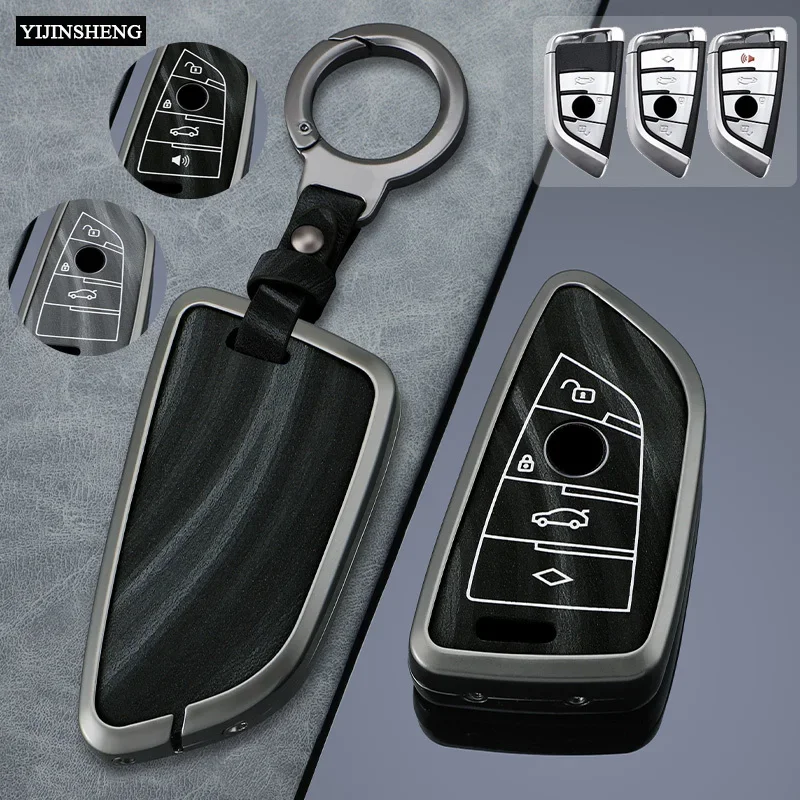 

3 4 Buttons Zinc Alloy Leather Car Key Case Cover For BMW X1 X3 X4 X5 F15 X6 F16 G30 7 Series F48 F39 520 525 f30 118i 218i 320i