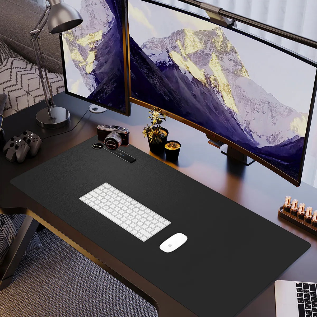 Große Schreibtischunterlage, Schreibtischunterlage aus Leder, Schreibtischunterlage für Büro-Desktop-Tastatur, rutschfestes PU-Leder mit Schreibtischblotter, Mauspads