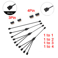 ARGB 5V 3 Pin Extension Cable Adapter 30cm 1 to 1 2 3 4 12v 4pin RGB Splitter Cable for MSI A SUS ASRock AURA LED