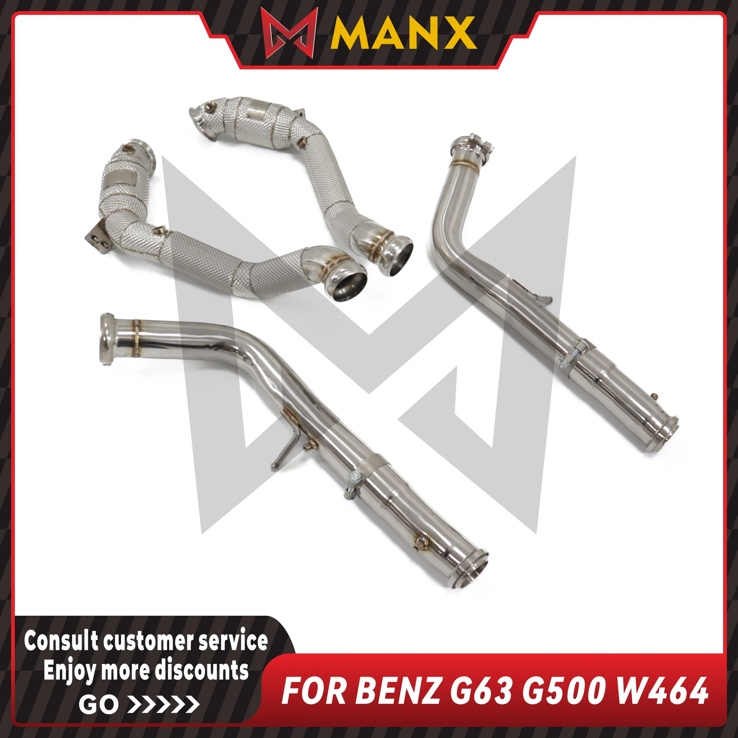 

MANX Downpipe Suitable for BENZ G63 G500 G65 W464 Stainless steel Performance Car Exhaust System with Heat Shield and Cat