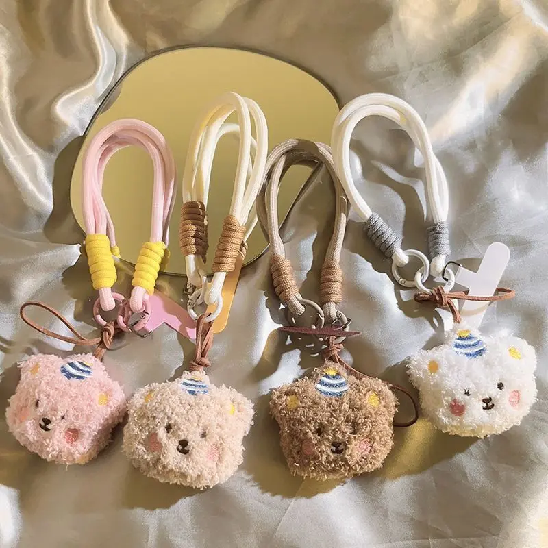 phone charm new cute plush bear wristband phone case universal lanyard Japan and South Korea cartoon hand rope hand chain cute