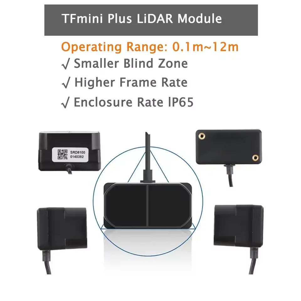 TFmini Plus LiDAR Sensor Module UART/I2C TOF Laser Range Finder 12m Distance Measurement for Arduino/Raspberry Pi/DIY Robotics