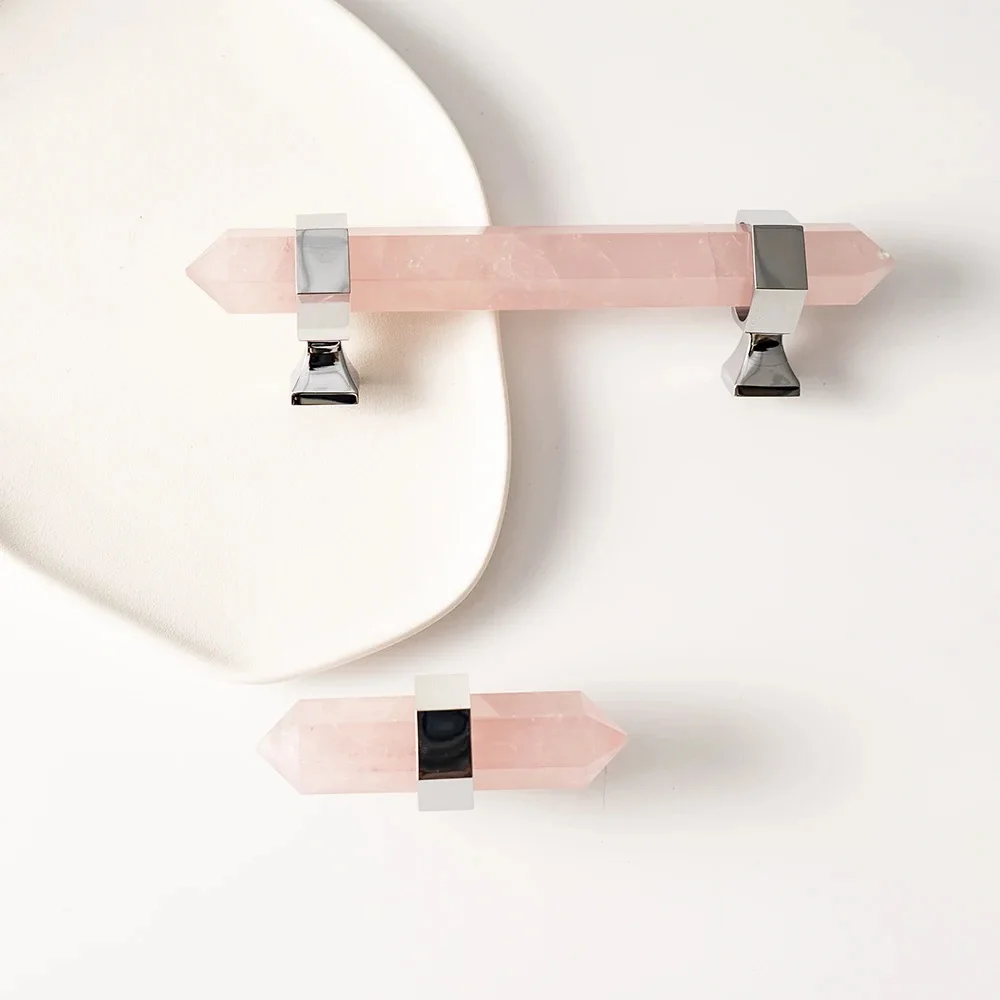 

Light Luxury Natural Crystal Cabinet Handles T Bar Dresser Drawer Knobs Elegant Wardrobe Pulls Bright Chrome Furniture Hardware