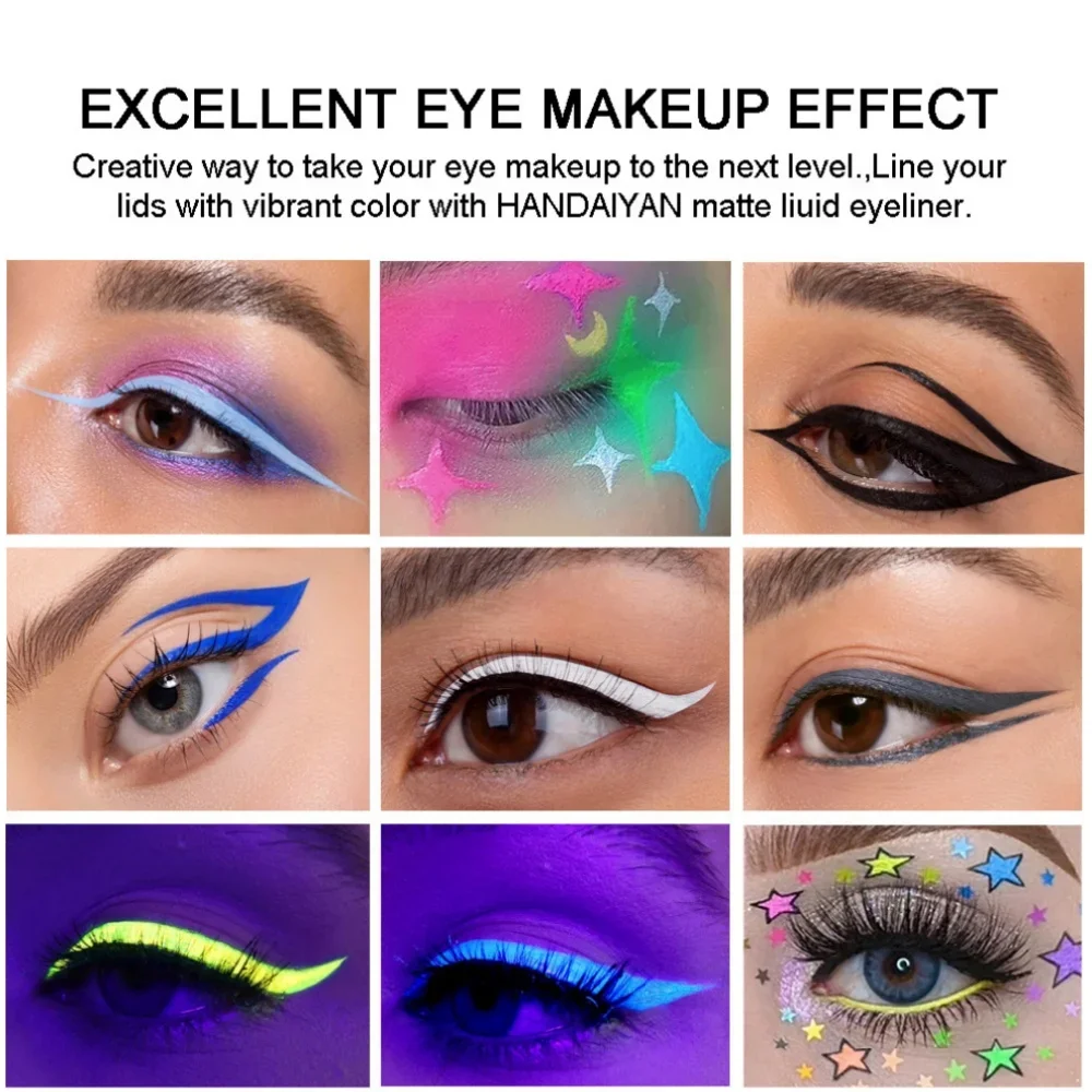 Ensemble de stylos Eyeliner colorés imperméables, fluorescents, mats, longue durée, 24 heures, pour décoration de maquillage du visage, 12 pièces