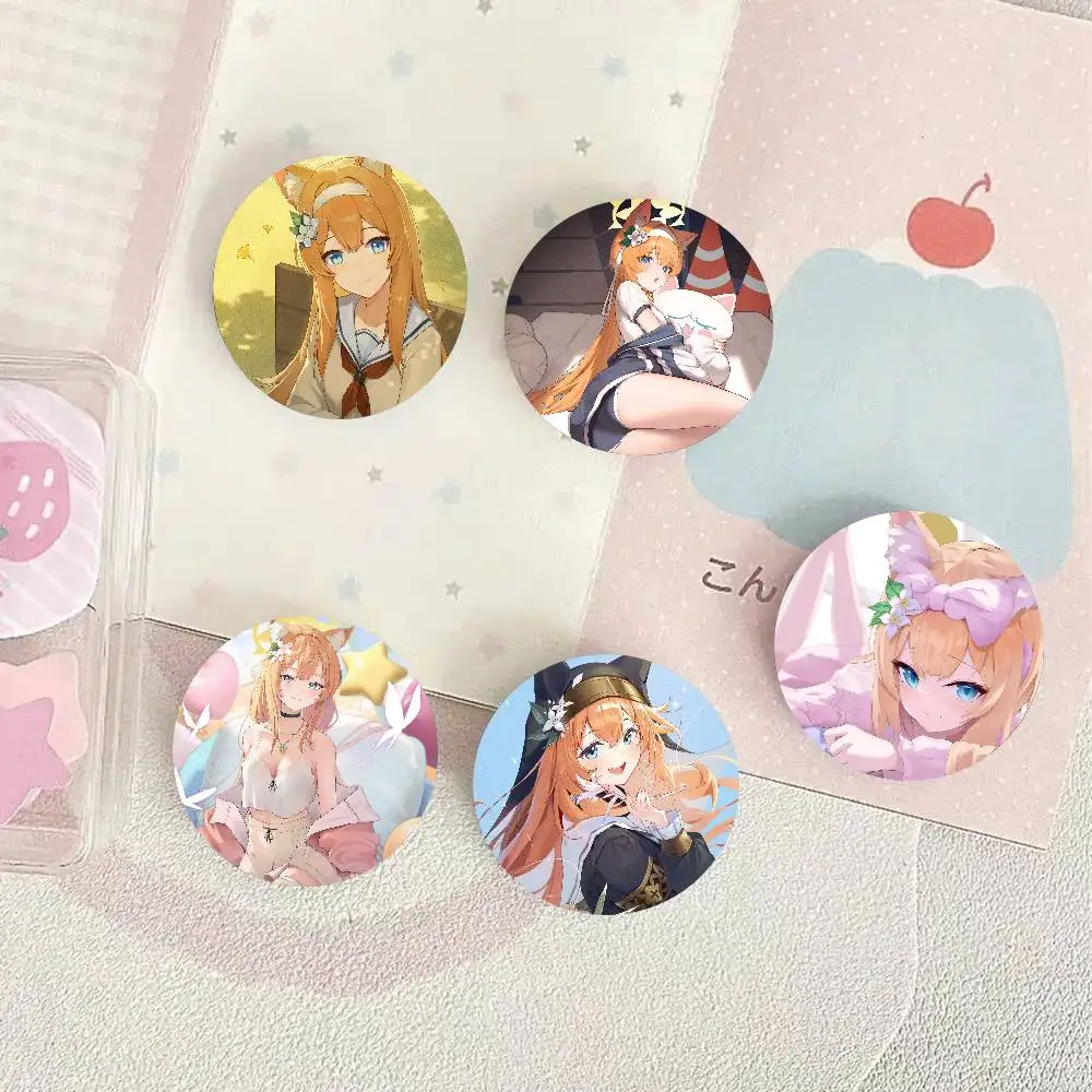 Mari Anime Game B-Blue Archive Cartoon Style Badge Brooches On Backpack Decoration Round Enamel Pins For Accessorys