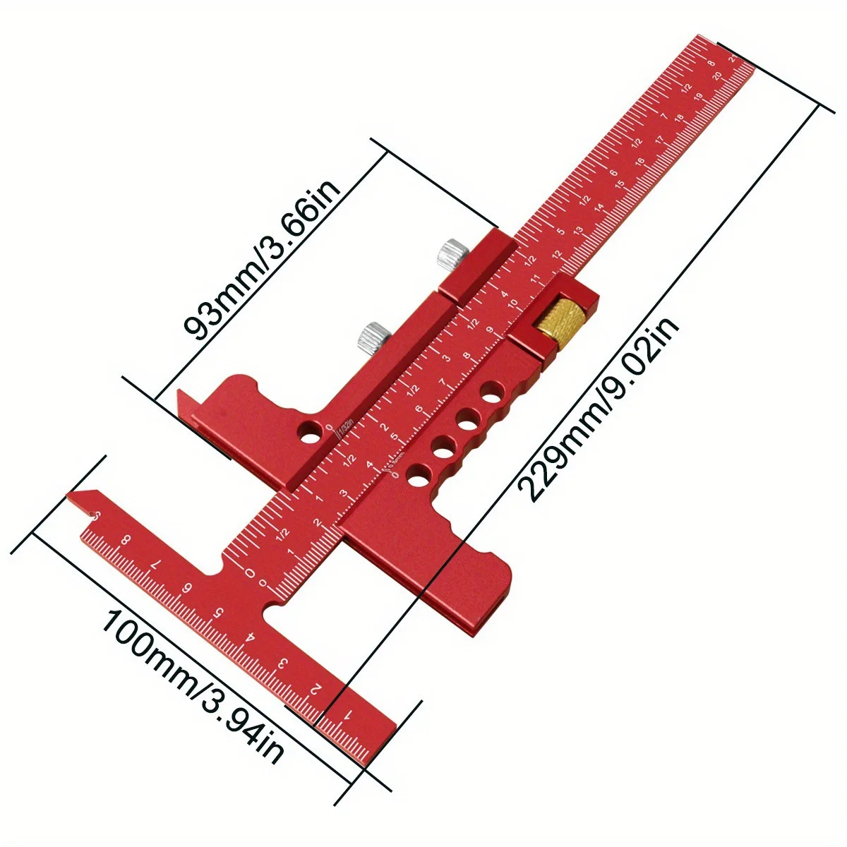 Woodworking Multifunctional Scribing Ruler, Aluminum Alloy, Sliding T-Ruler
