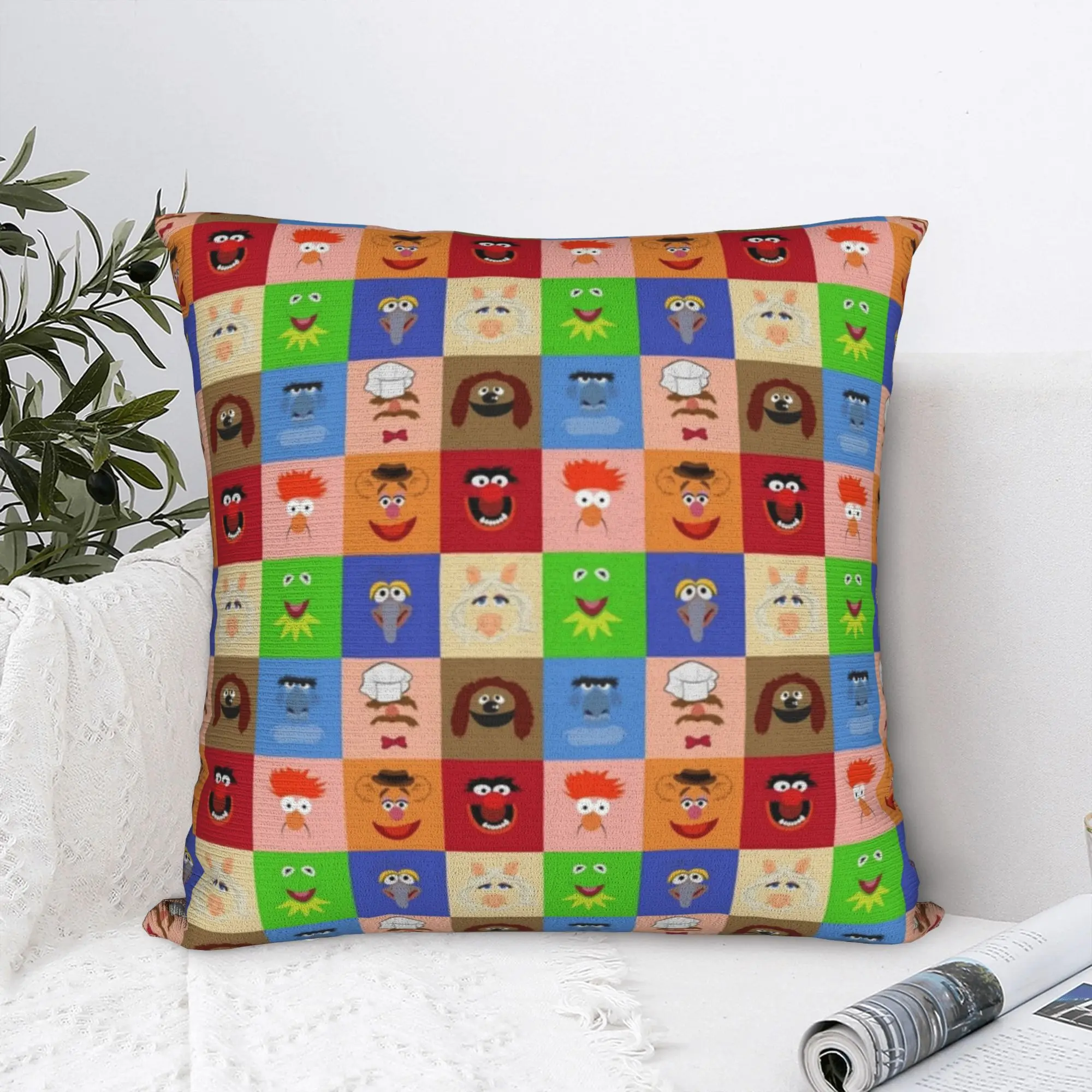 Muppets Sesames Streets Square Pillow Case Funny Face Cushion Covers Customized Zippered Decor Pillowcase for Sofa 45x45cm
