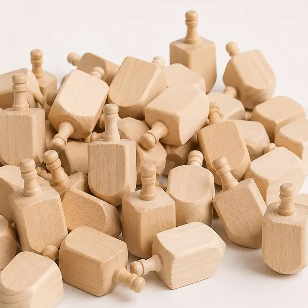 2/4/6Pcs Dreidels Hanukkah Jewish Kids Toy Wood Spin Top Painting Ring Bearer Gift Party Favor Holiday Tradition Christmas Gift