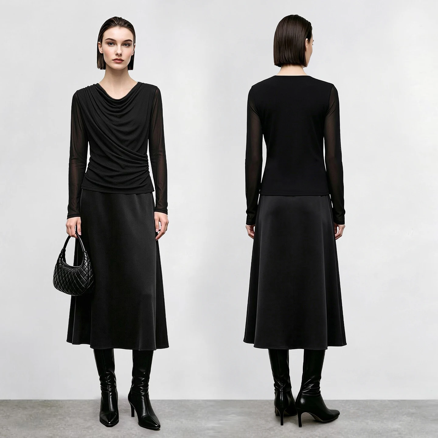 Amii Breathable T Shirts Woman 2026 Autumn New Slim Fit Cowl Neck Long Sleeve Tees Elegant Casual Versatile Womens Tops 12613008