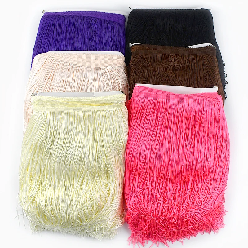 Deepeel 5/10 Yards 30cm Farbige Quastenborte Gewebtes Spitzenband Fransen zum Nähen von Kleidung, Bühnen- und Lateintanzkleidern, Stoffen – Detail 2