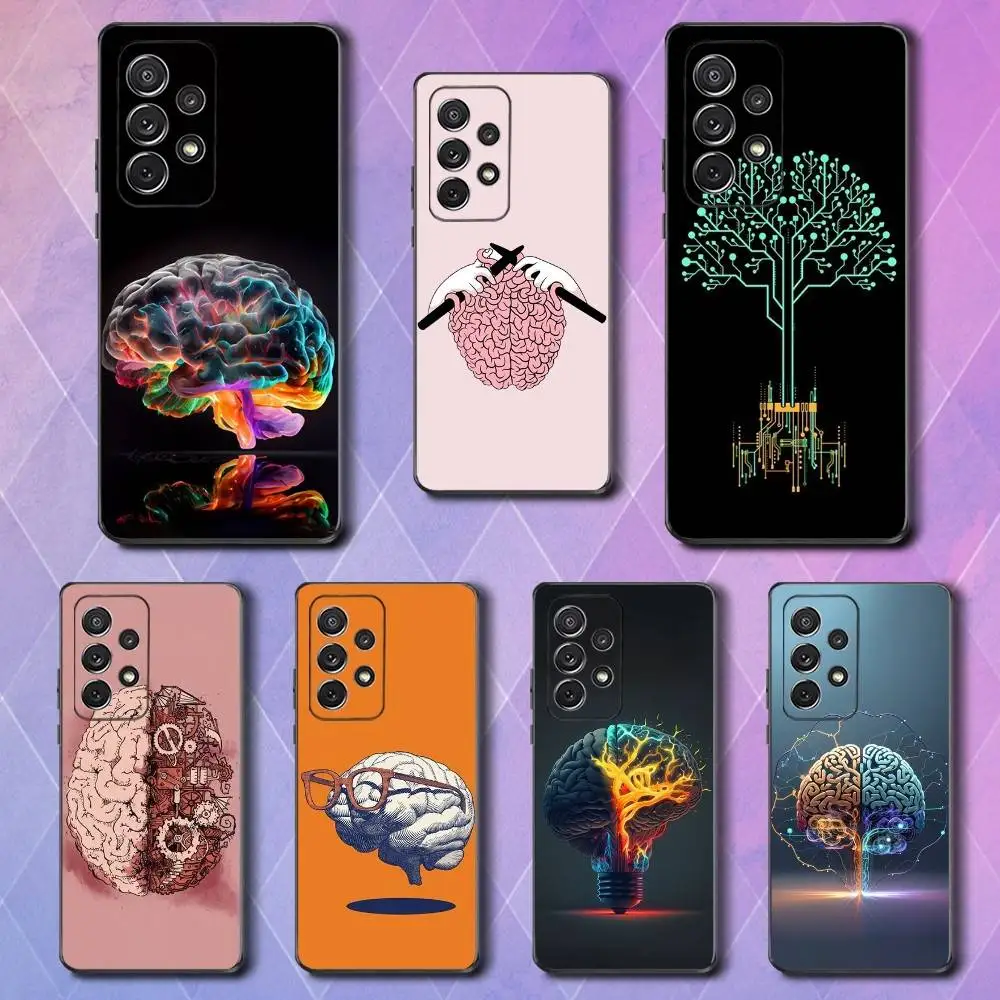 

Abstract Art Brain Phone Case For Samsung S25,S24,S23,S22,S21,S20,S10,Ultra,Plus,Lite,FE,Soft Silicone Black Cover