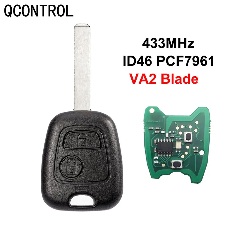 

QCONTROL 2 Button Car Remote Key Fob 433MHz ID46 Chip For Peugeot 107 207 307 Citroen C1