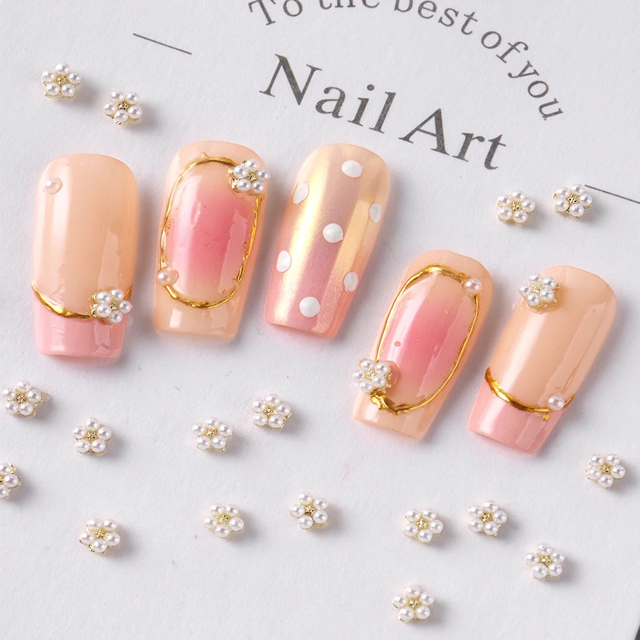 ชุดตกแต่งเล็บลายดอกไม้มุก 20 ชิ้น ดอกไม้สีขาวขนาดเล็ก ชาร์มตกแต่งเล็บ เครื่องประดับเล็บ หมุดยึดตกแต่งเล็บ อุปกรณ์ทำเล็บ