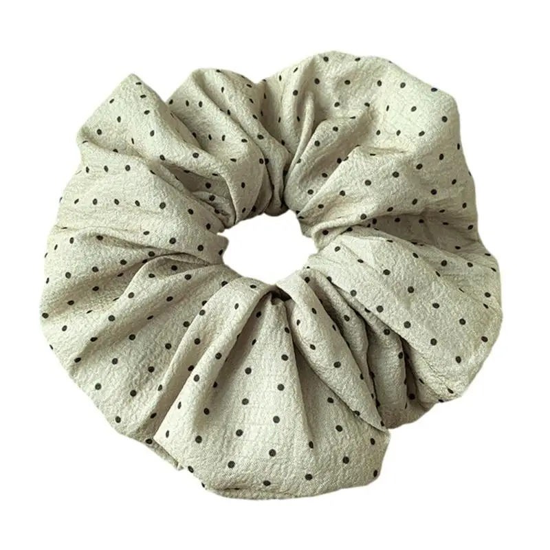 A52E Gentle Elegant Dot Pattern Scrunchies Soft Elastic Hair Ties For Women Girls