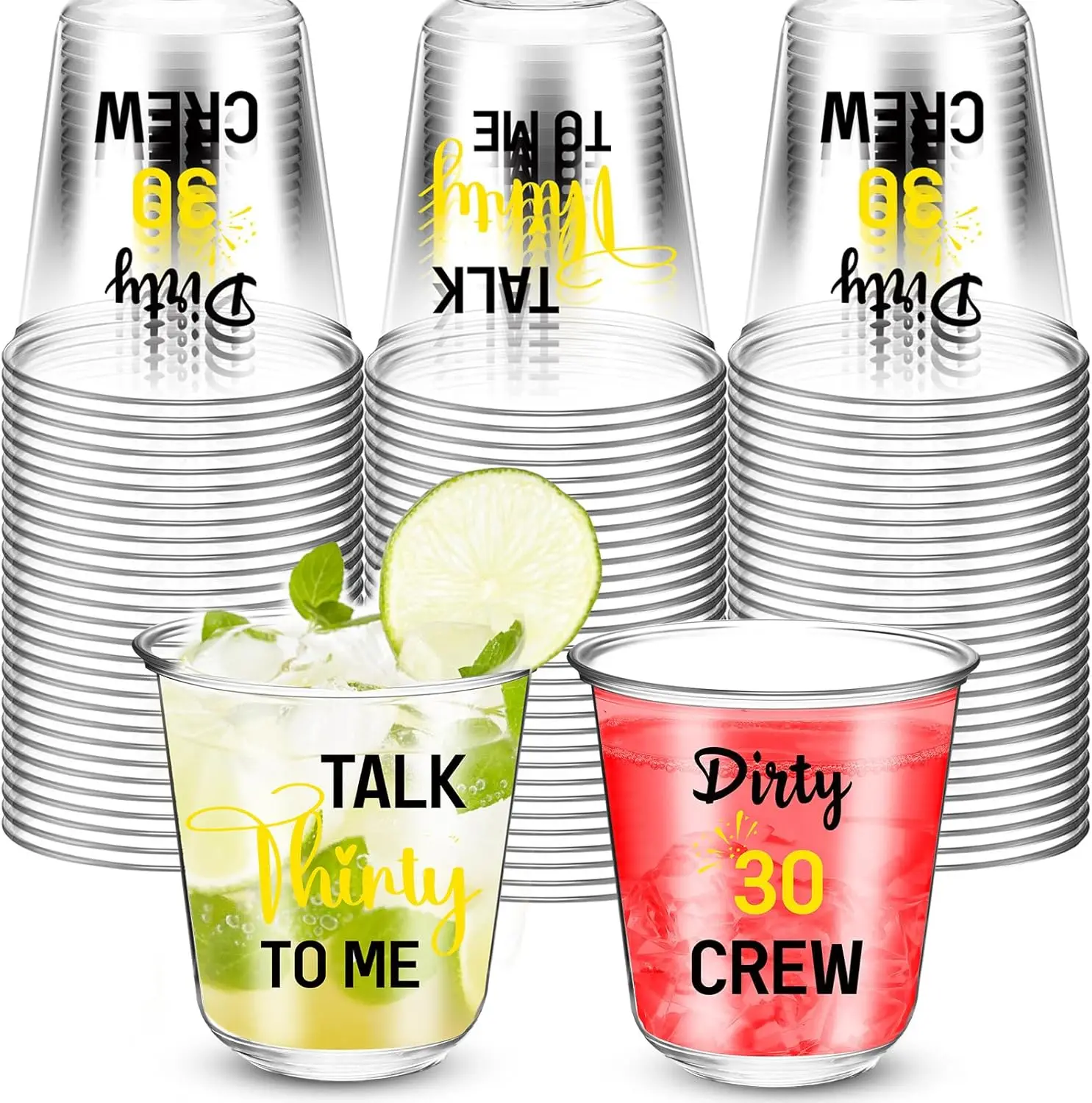 

60 Pcs 30th Birthday Cups Disposable Dirty 30 Party Glasses 12oz Talk 30 to Me Plastic Cups Stemless Glasses for Men Wom