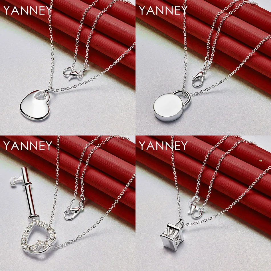 

Fashion 925 Sterling Silver 16-30 Delicate Heart Shape Round Pendant Necklace Women Gift Party Wedding Accessories Elegant