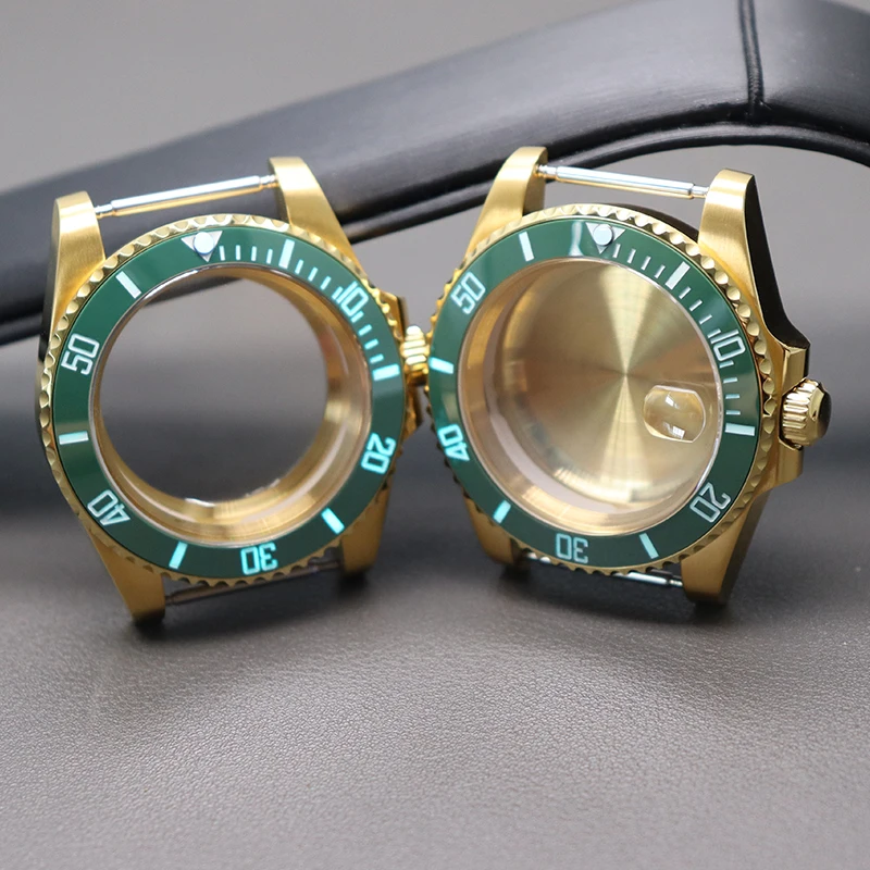 

Gold 40mm Watch Case 316L stainless Steel For Seiko Nh35/34/36/38 Eta 2824 Miyota 8215 Movement 28.5mm Ceramic C3 Bezel Daytona