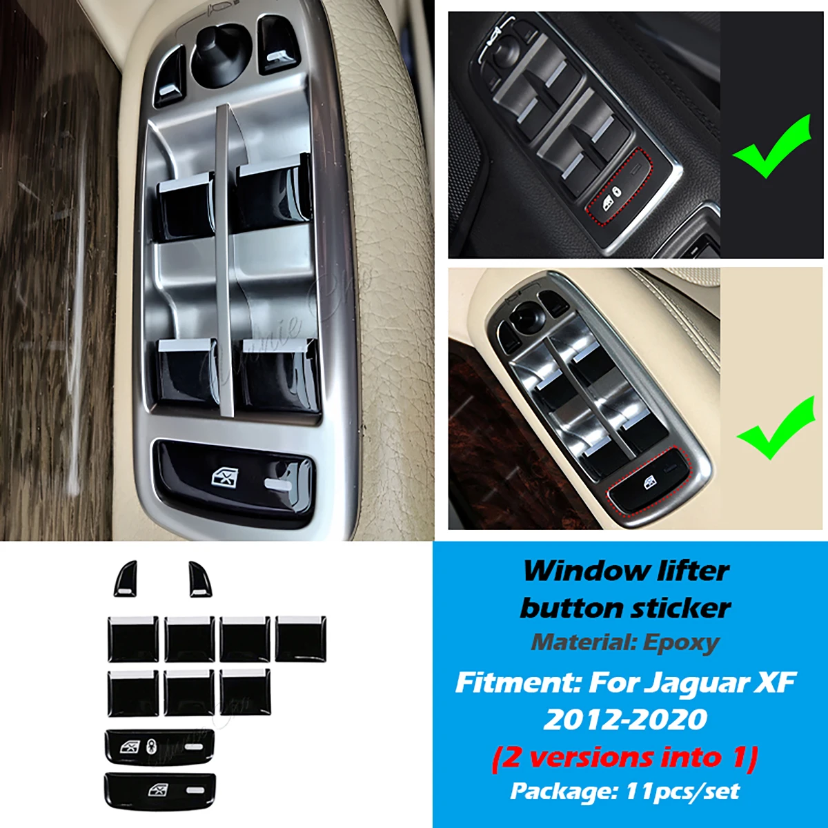 Für Jaguar XF Schwarz Taste Aufkleber 2012 2013 2014 2015 Klebrige Taste Lösung Für Jaguar XF X250 Zubehör Auto Modifikation – Detail 8
