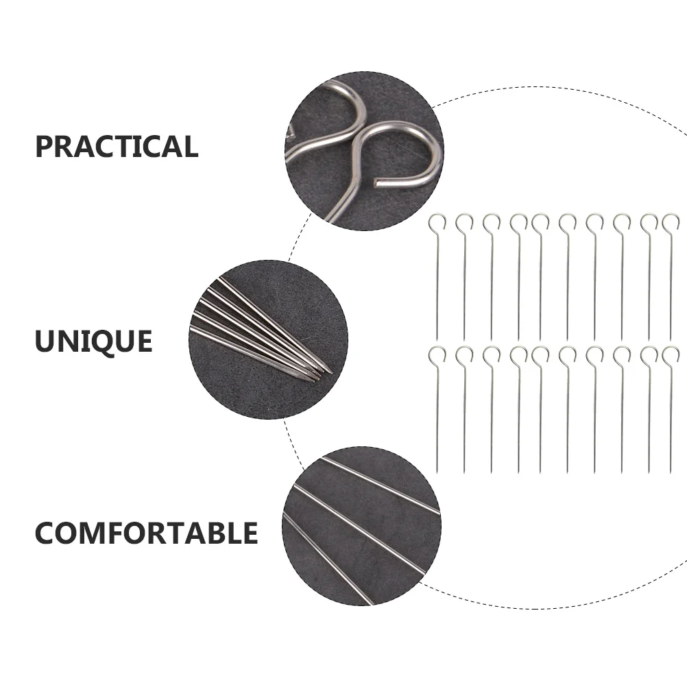 

50Pcs Stainless Steel Barbecue Skewers Heavy Duty Bbq Roasting Sticks Reusable Rust-Resistant Skewers for Meat Grilling and