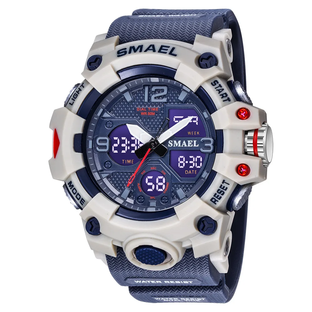 

SMAEL Men's Sports Watches Dual Display Digitat Date Alarm Waterproof Clock Quartz Military Watch Student reloj hombr