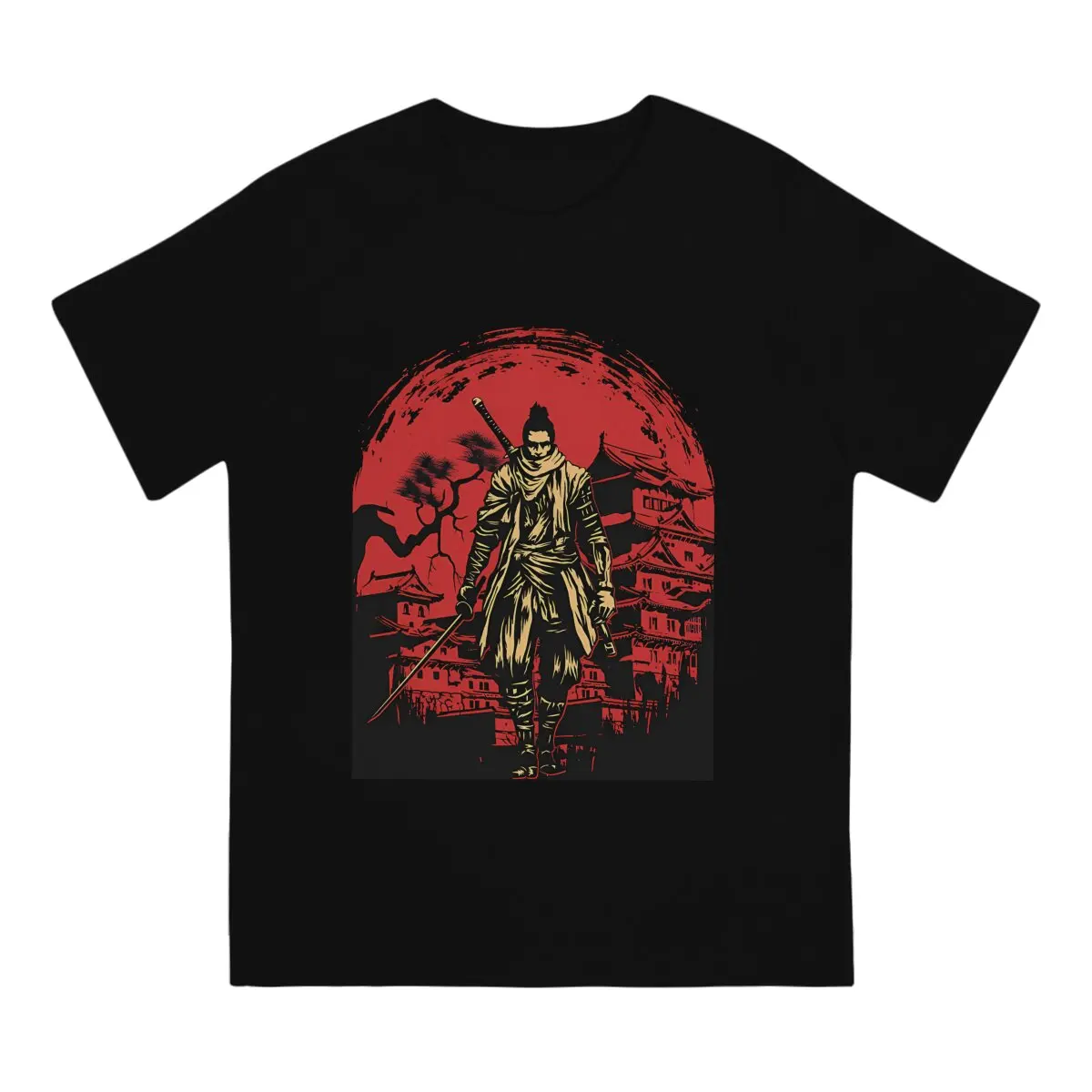 Funny The Red T-Shirts Men Round Neck 100% Cotton T Shirts Sekiro Shadows Die Twice Short Sleeve Tee Shirt 4XL 5XL Clothes