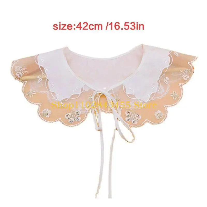 49MC Sweet Embroidery Flower Collar Polyester Sewing Applique Neckline Wedding Decor