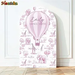 Mocsicka Photo background Chiara Arch Custom Doubleside Pink Balloons Toile De Jouy Baby Shower Birthday Party Backdrop Photo