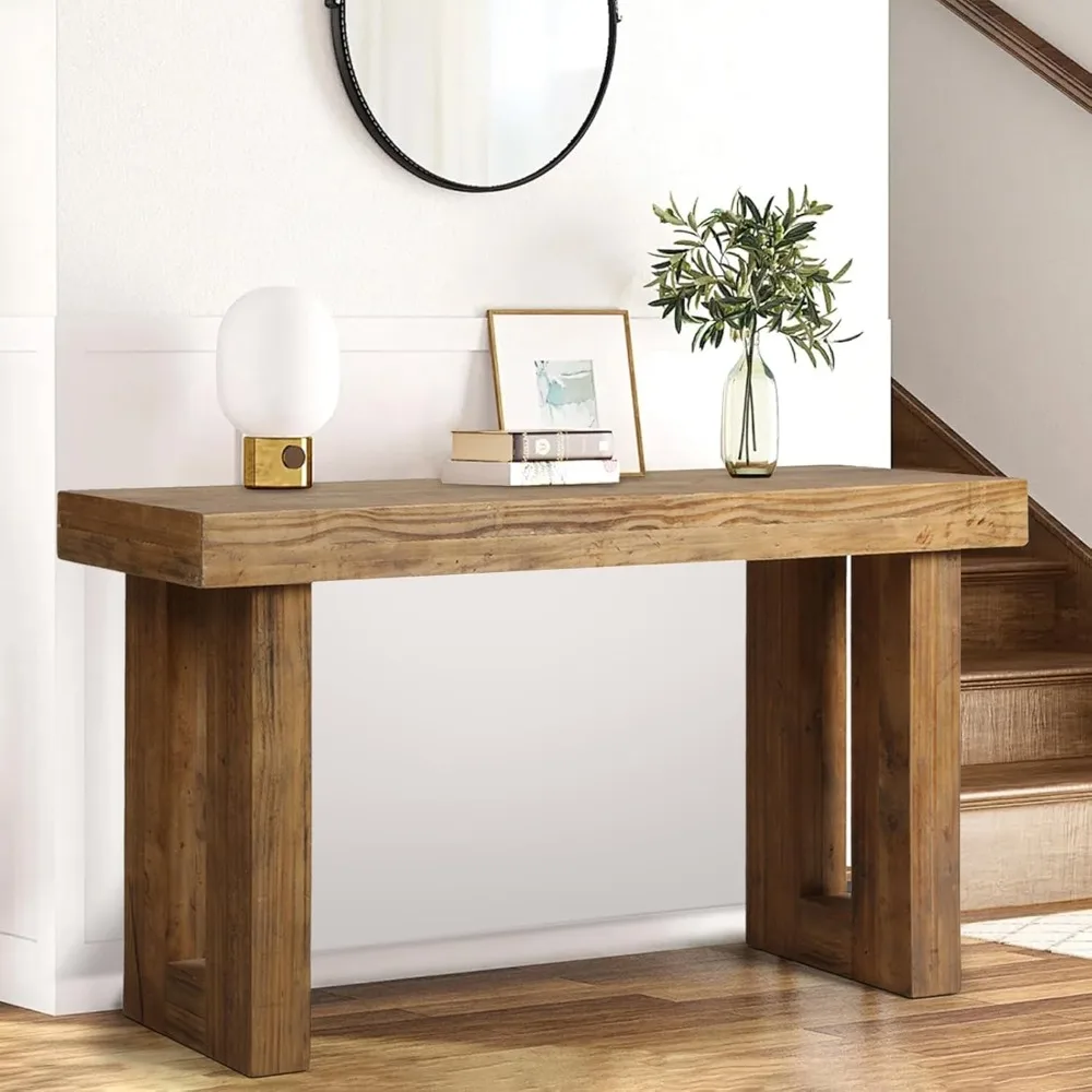 

Reclaimed Solid Wood Console Table, 59" Long Farmhouse Entryway Table, Rectangular Couch Tables Behind Sofa, Accent Tables