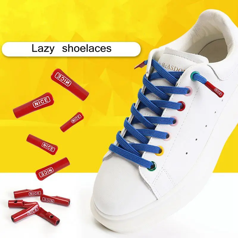 

1 Pair Flat Shoe Laces Without ties Elastic Shoelaces For Sneakers Quick put on and take off Safety Lazy Shoes Lace Accessories