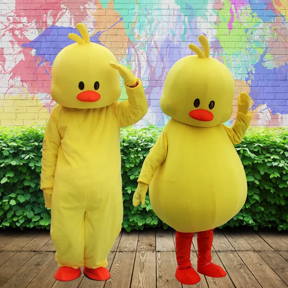 Costume de mascotte de canard de dessin animé pour adulte, vêtements de grand canard jaune, accessoires de poupée de marche, fête d'halloween, mascarade, spectacles d'anime