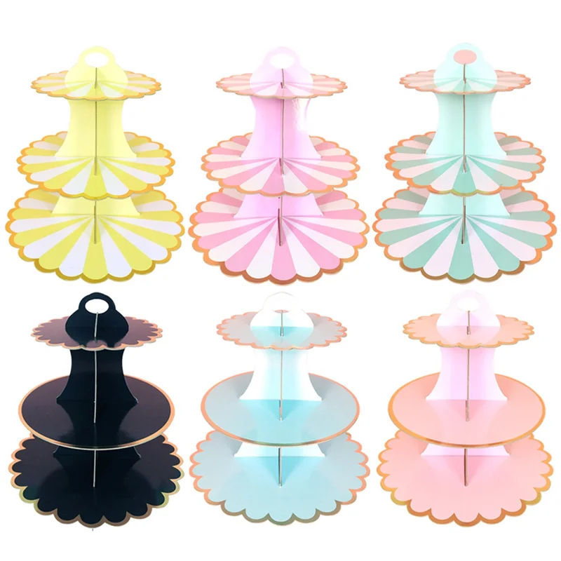

Best-6PCS 3-Layer Disposable Round Birthday Cupcake Dessert DIY Paper Stand Dessert Display Rack Wedding Party Supplies Easy To