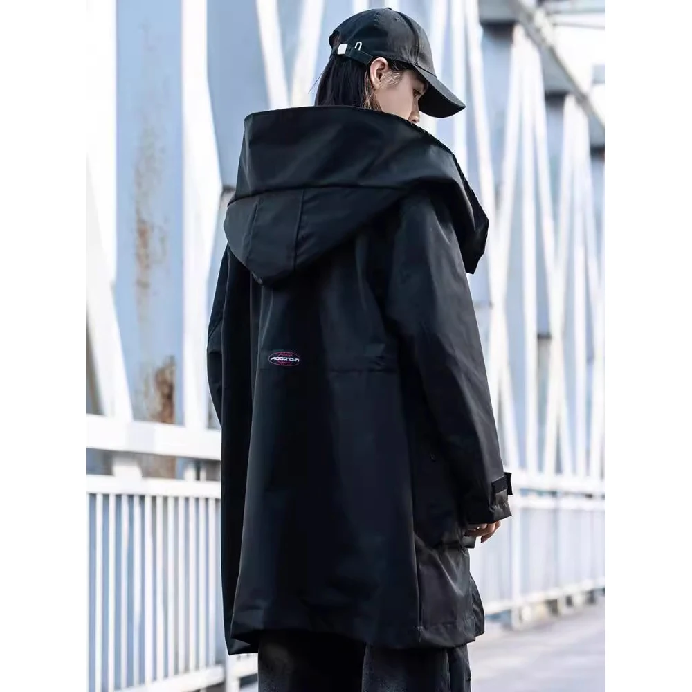 Men Autumn Winter Long Jacket Windbreaker 2024 New Fake two-piece Functional Coats Mens Loose Jackets Techwear Harajuku