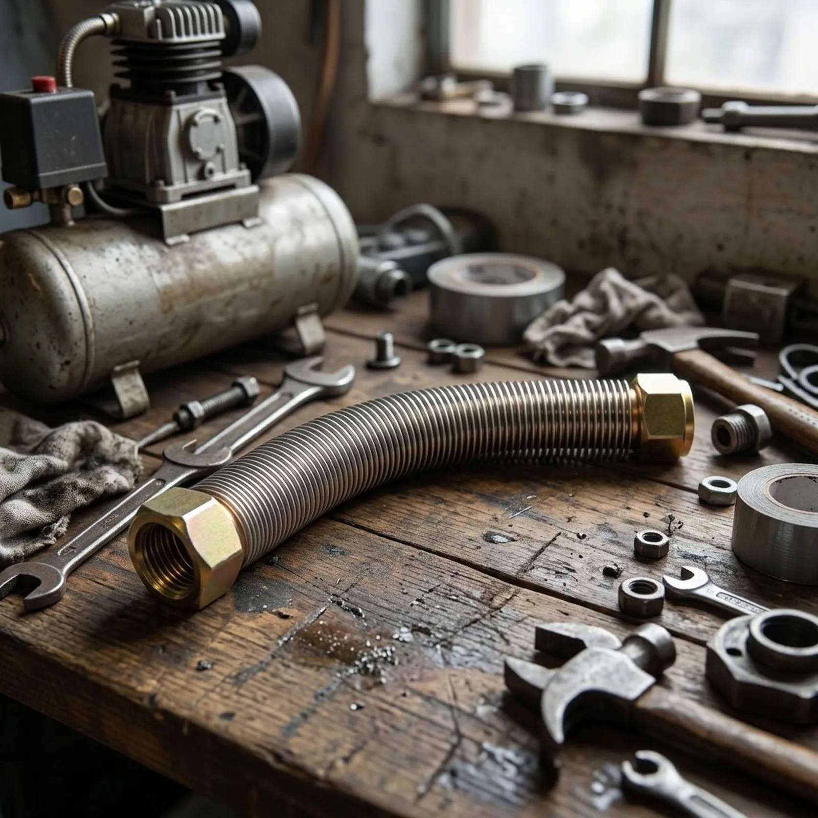 Air Compressor for exhaust Discharge Tube with Screw Connection Made of Aluminum Alloy and Copper for Pump Head Integration