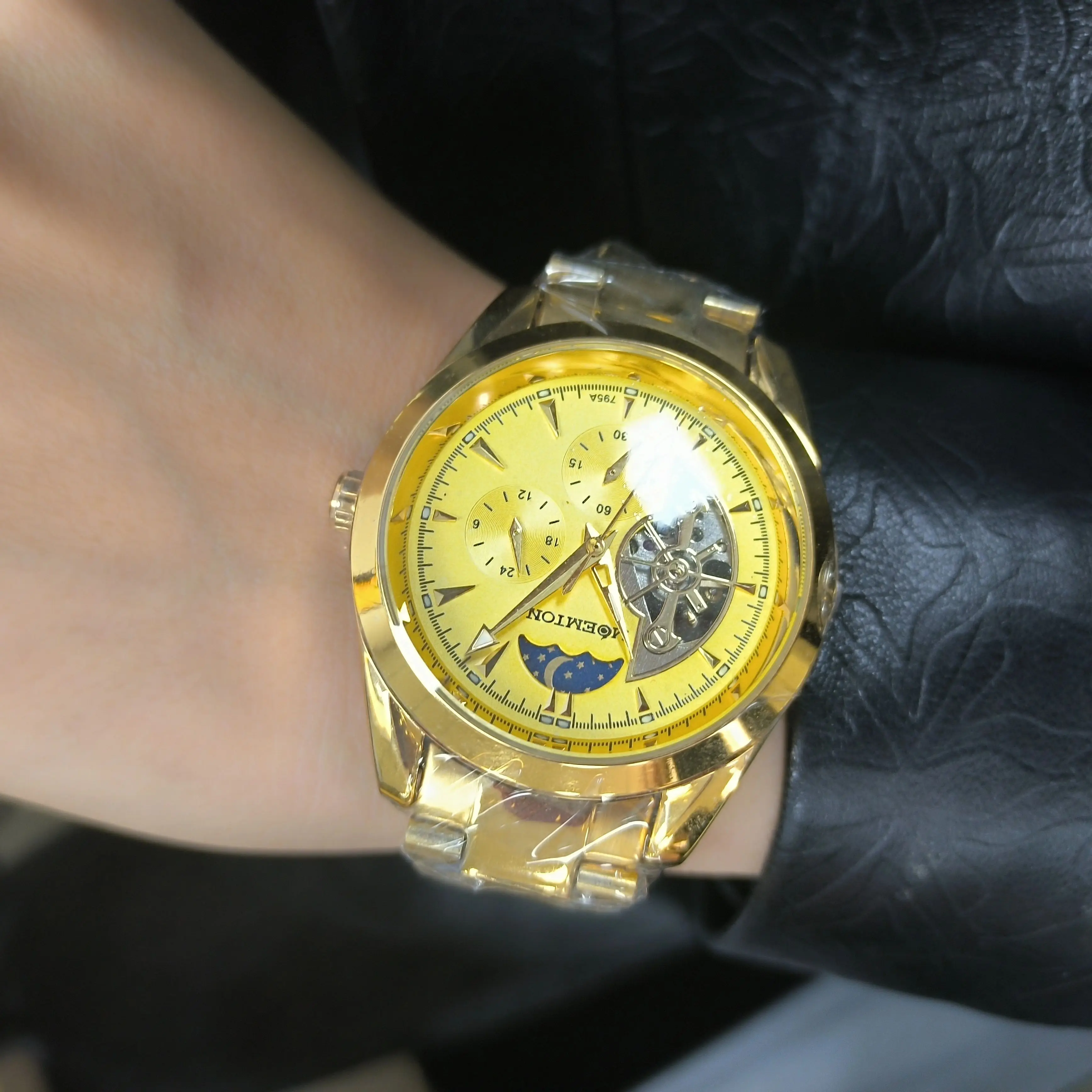 MOEMTON Original Men\'s Watch Original Automatic Mechanical Watches Leisure Sports Luminous Skeleton Watchs 3Bar Waterproof