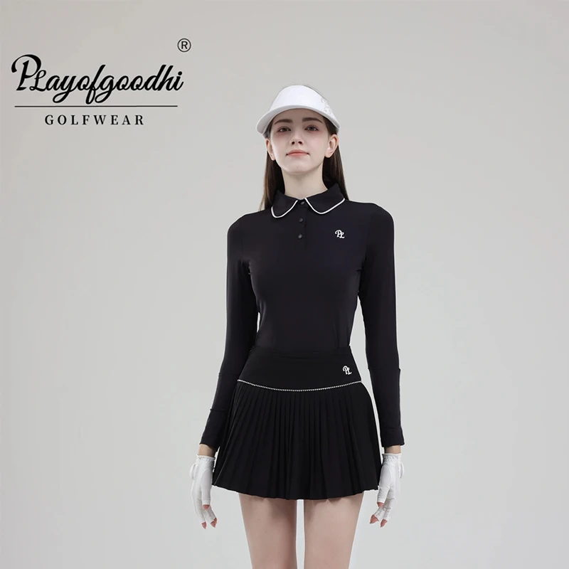 Anyaállat Golf Öltözés stv Ingujj Golf Póló Nők Lovas póló Csőbilincs Golf tops high-waist pleats Szoknya Golfjátékos skorts vel Alorvos Porhanyós